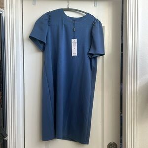 For Cynthia Blue tshirt ruffle puff sleeve dress NWT